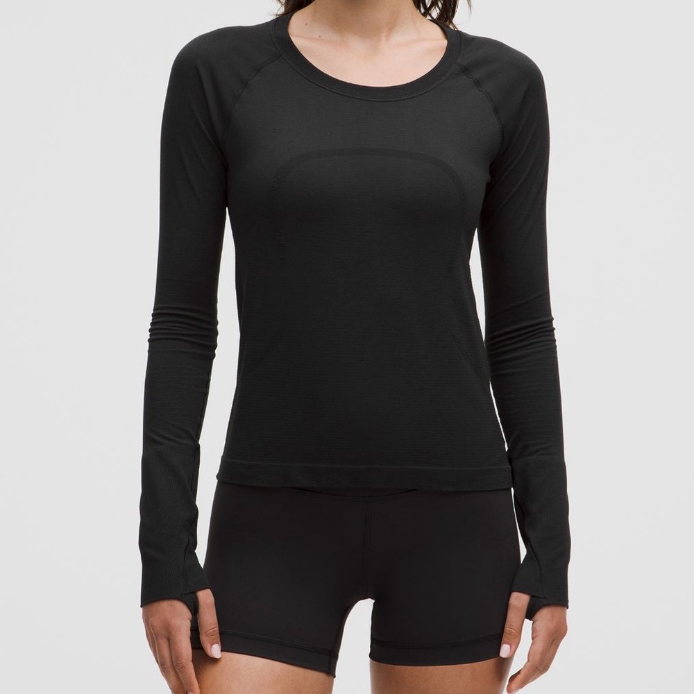 Lululemon Swiftly Tech Waist Length Black Long Sleeve Top